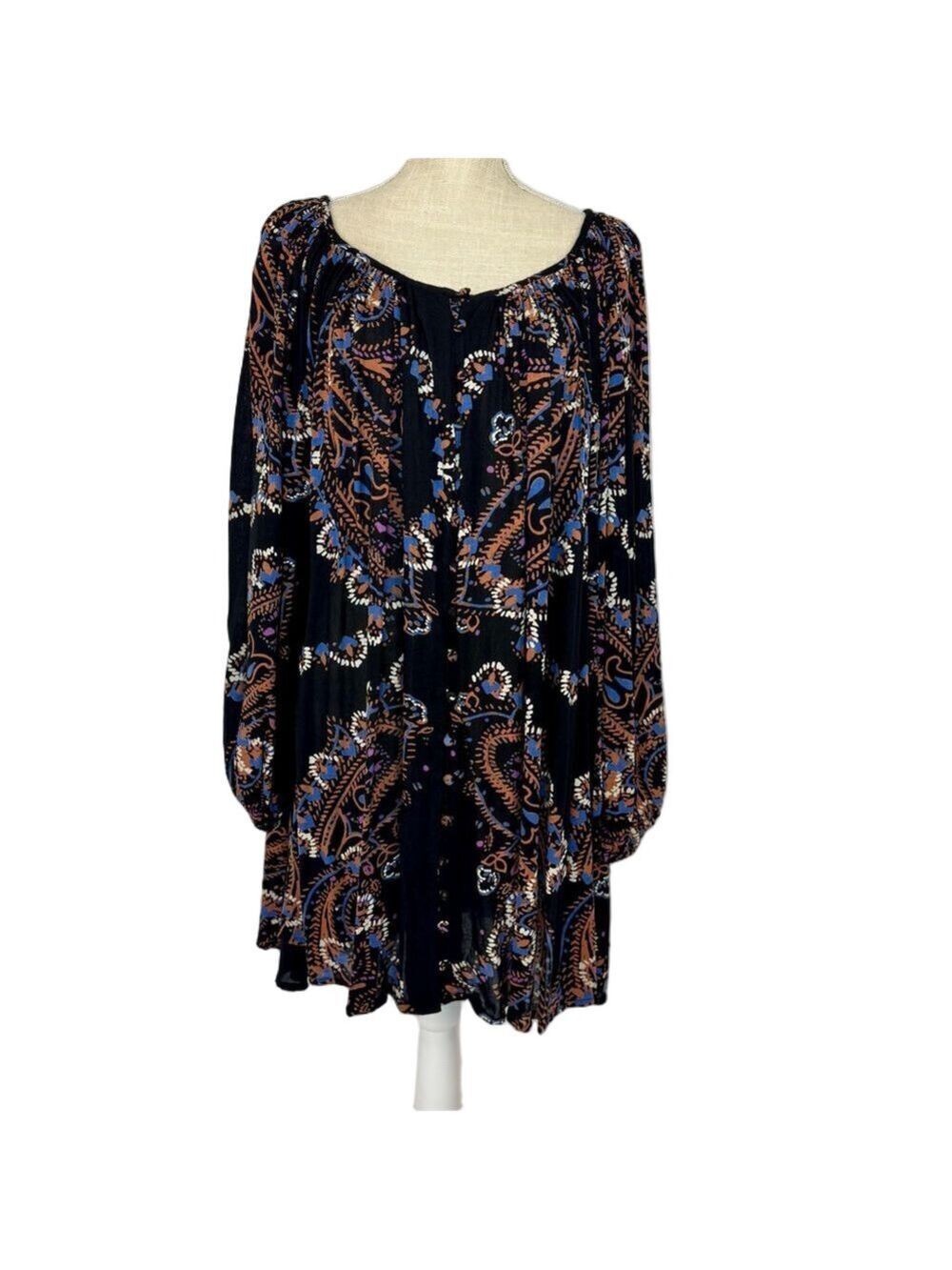 Free people Tunic Mini Dress Boho Paisley Print Women’s Medium Oversized